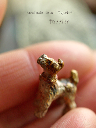 handmade metal figurine terrier