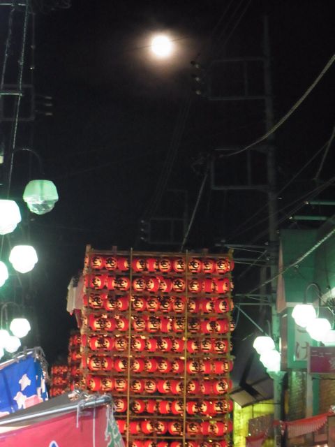 2014年7月12日の久喜提灯祭りとスーパームーン