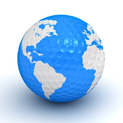 ゴルフボールに書かれた世界地図
