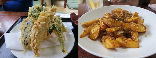 さぬき一番 一宮店・野菜の天ぷら・タケノコの挽肉炒め